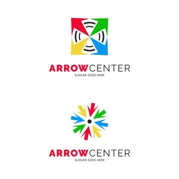 Set of Arrow Center Icon Vector Logo Template Illustration Design Stock Illustration