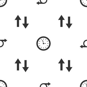 Set Arrow, Clock and  on seamless pattern. Vector 스톡 일러스트