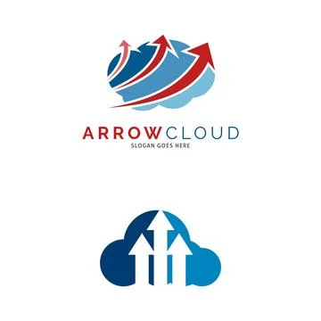 Set of Arrow Cloud Icon Vector Logo Template Illustration Design Stock Illustration