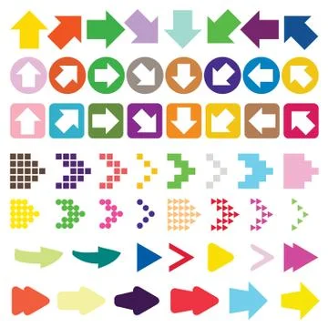 Set of arrow color full vector Stock Illustration