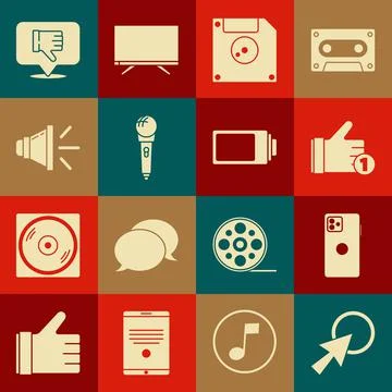 Set Arrow cursor, Smartphone, mobile phone, Hand like, Floppy disk for computer イラスト素材