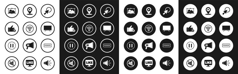 Set Arrow cursor, Wi-Fi wireless internet network, Hand like, Picture lands.. Illustrazione stock