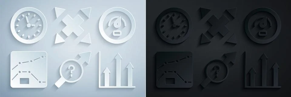 Set Arrow, Digital speed meter, Graph, chart, diagram, Pie infographic, Man.. Stock Illustration