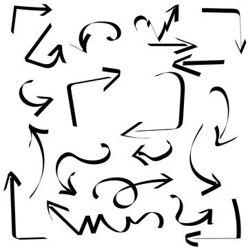 Set of arrow doodle. Infographic elements isolated on background. Grunge texture Stock Illustration