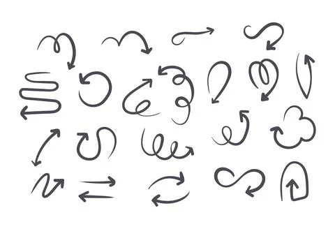 Set of arrow doodle on white background Stock Illustration