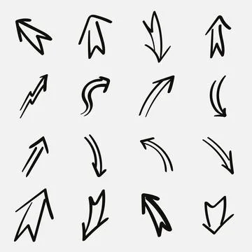 Set of arrow doodle on white background. Stock Illustration