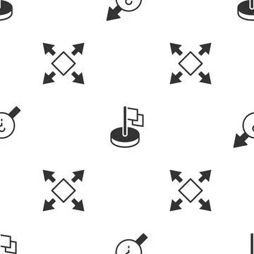 Set Arrow, Flag and Many ways directional arrow on seamless pattern. Vector Stock Illustration