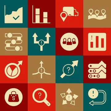 Set Arrow, Graph, chart, diagram, Pie infographic, Delivery tracking, Financial Stock Illustration