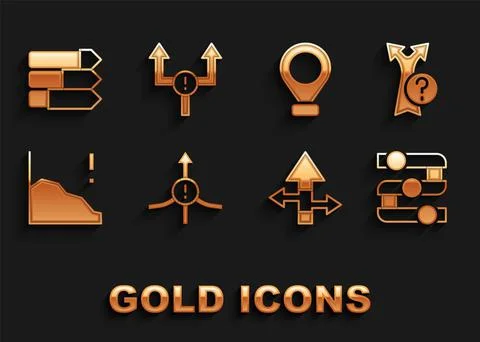 Set Arrow, Graph, chart, diagram, Financial growth decrease, Location, Pie in Stock Illustration