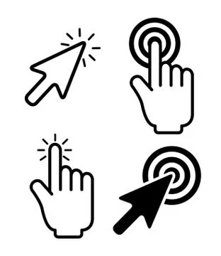 Set arrow with hand click touch cursor Stock Illustration