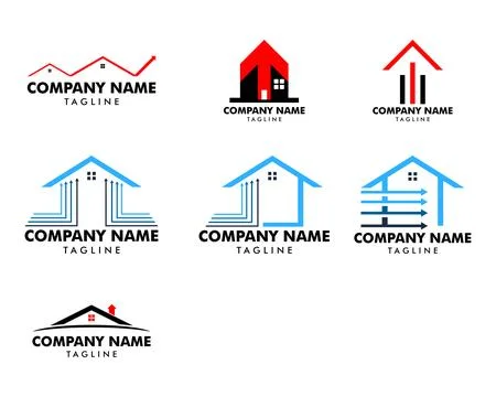 Set of Arrow house logo design template Stock Illustration