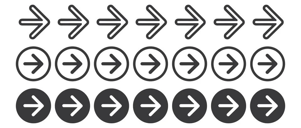 Set of Arrow Icons  Direction Navigation and Forward Progress Symbol Collection Illustrazione stock