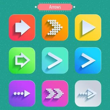 Set arrow icons, flat UI design trend Stock Illustration