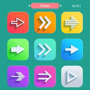 Set arrow icons, flat UI design trend Stock Illustration