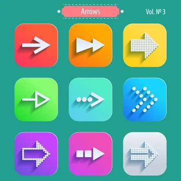 Set arrow icons, flat UI design trend Stock Illustration