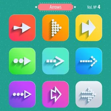 Set arrow icons, flat UI design trend Stock Illustration