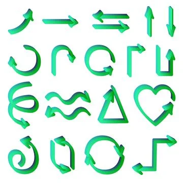 Set of arrow icons, multi shaped collection, flat isolated on white background Stock Illustration