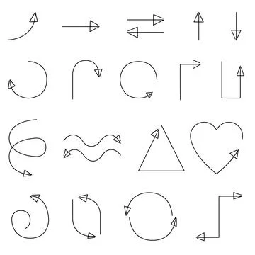 Set of arrow icons, multi shaped collection, flat isolated on white background Stock Illustration