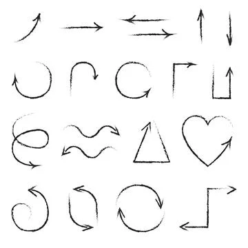 Set of arrow icons, multi shaped collection, flat isolated on white background Stock Illustration