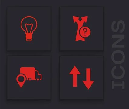Set Arrow, Light bulb,  and Delivery tracking icon. Vector Stock Illustration