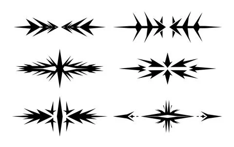 Set of arrow ornament elements with traditional style. Symmetric tribal signs Stock Illustration