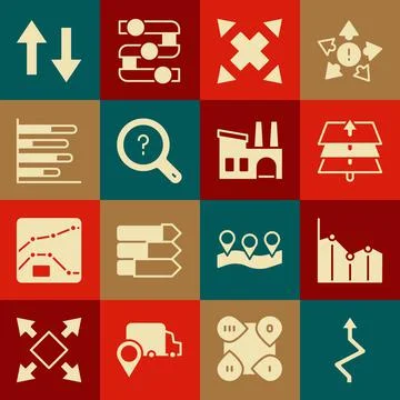 Set Arrow, Pie chart infographic, Layers, Many ways directional arrow, Unknown Stock Illustration
