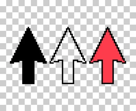Set of Arrow pixel icon, web cursor click mouse symbol, computer pointer vect Stock Illustration