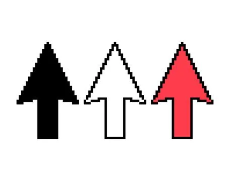 Set of Arrow pixel icon, web cursor click mouse symbol, computer pointer vect Illustrazione stock