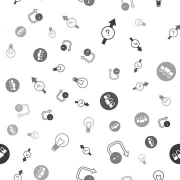 Set Arrow, , Project team base and Light bulb on seamless pattern. Vector Stock Illustration