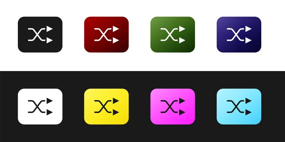 Set Arrow shuffle icon isolated on black and white background. Vector Stock Illustration