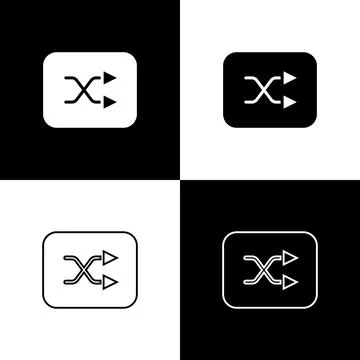 Set Arrow shuffle icon isolated on black and white background. Vector Illustrazione stock