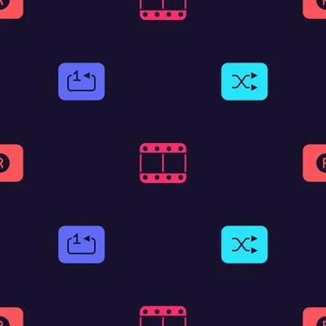 Set Arrow shuffle, Repeat track music player, Play video and Record button on Stock Illustration