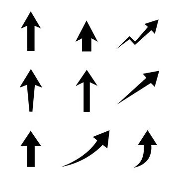 Set of up arrow silhouette on white background Stock Illustration