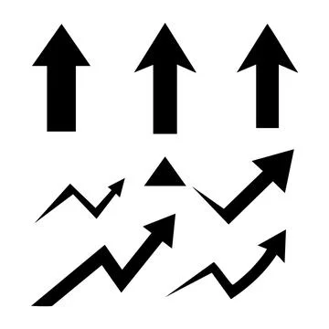 Set of up arrow silhouette on white background Stock Illustration