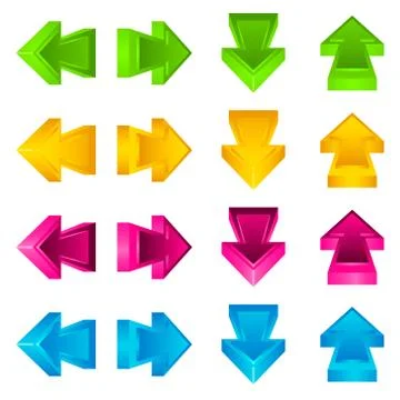 Set of arrow stickers colored Stock Illustration