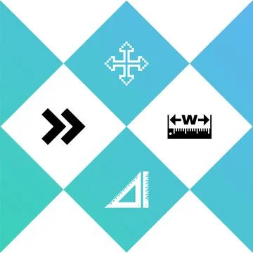 Set Arrow, Triangular ruler, Pixel arrows in four directions and Measuring Illustrazione stock