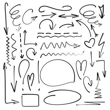 Set arrows and design elements sketch 스톡 일러스트