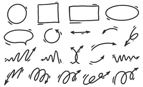 Set arrows and geometric frames doodle Stock-Illustration