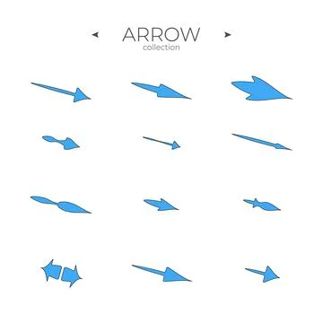 Set of arrows. Arrows colorful set. With elegant style. Curly and wave Stock Illustration
