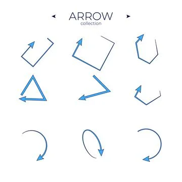 Set of arrows. Arrows colorful set. With elegant style. Curly and wave Stock Illustration
