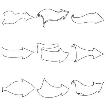 Set arrows, black contours Stock Illustration