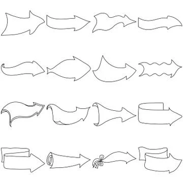 Set arrows, black contours Stock Illustration