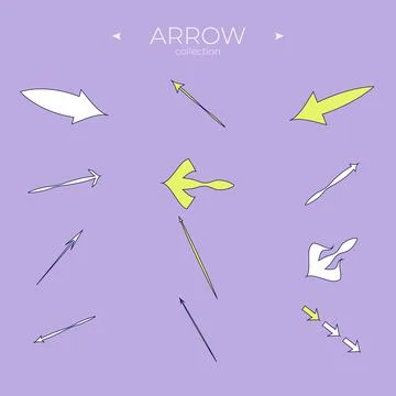 Set of arrows. Collection in color. Abstract minimalistic patterns. Symbol set Stock Illustration