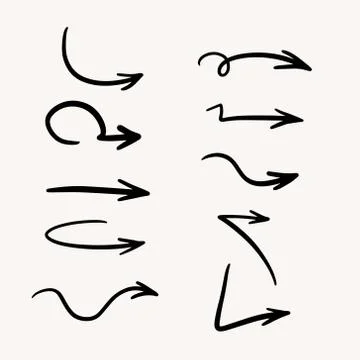 Set of arrows. Collection of different arrows. Vector hand drawn illustration Stock Illustration