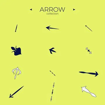 Set of arrows. Colorful comic arrow. Abstract minimalistic patterns. For website Stock Illustration