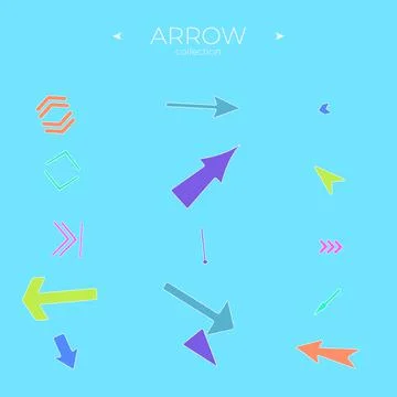 Set of arrows. Colorful comic arrow. Arrow logo concept. Symbol set. Vector Illustrazione stock