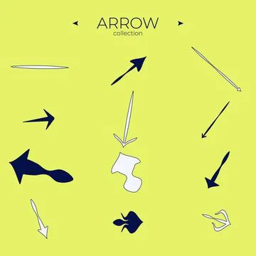 Set of arrows. Colorful comic arrow. With elegant style. Symbol set. Vector Illustrazione stock