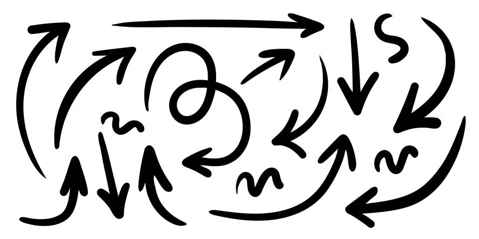 A set of arrows in different directions Stock Illustration