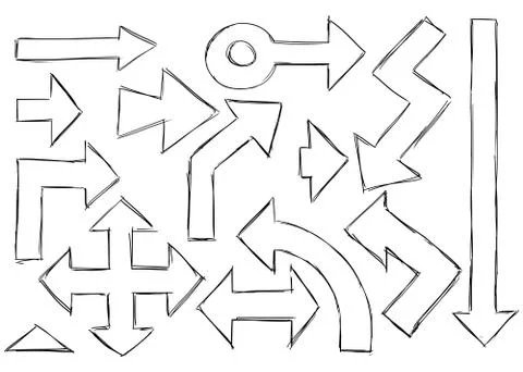 Set of Arrows Doodles Illustrazione stock