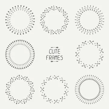 Set of arrows frames. Trendy hand drawn doodles style. Sketch. Illustration Stock Illustration